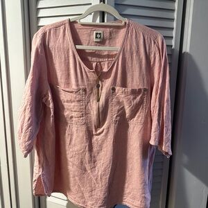 Anne Klein Pink 3/4 Sleeve Relaxed Blouse
